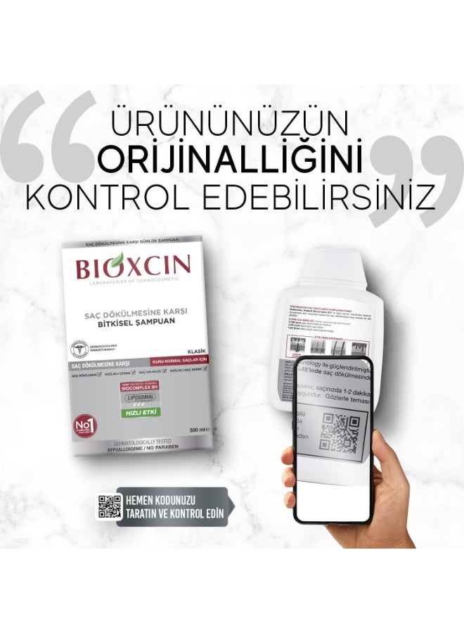 BIOXCIN Herbal Anti Hair Loss Shampoo for Dry & Normal Hair with BioComplex B11, 300 ml - Image 3